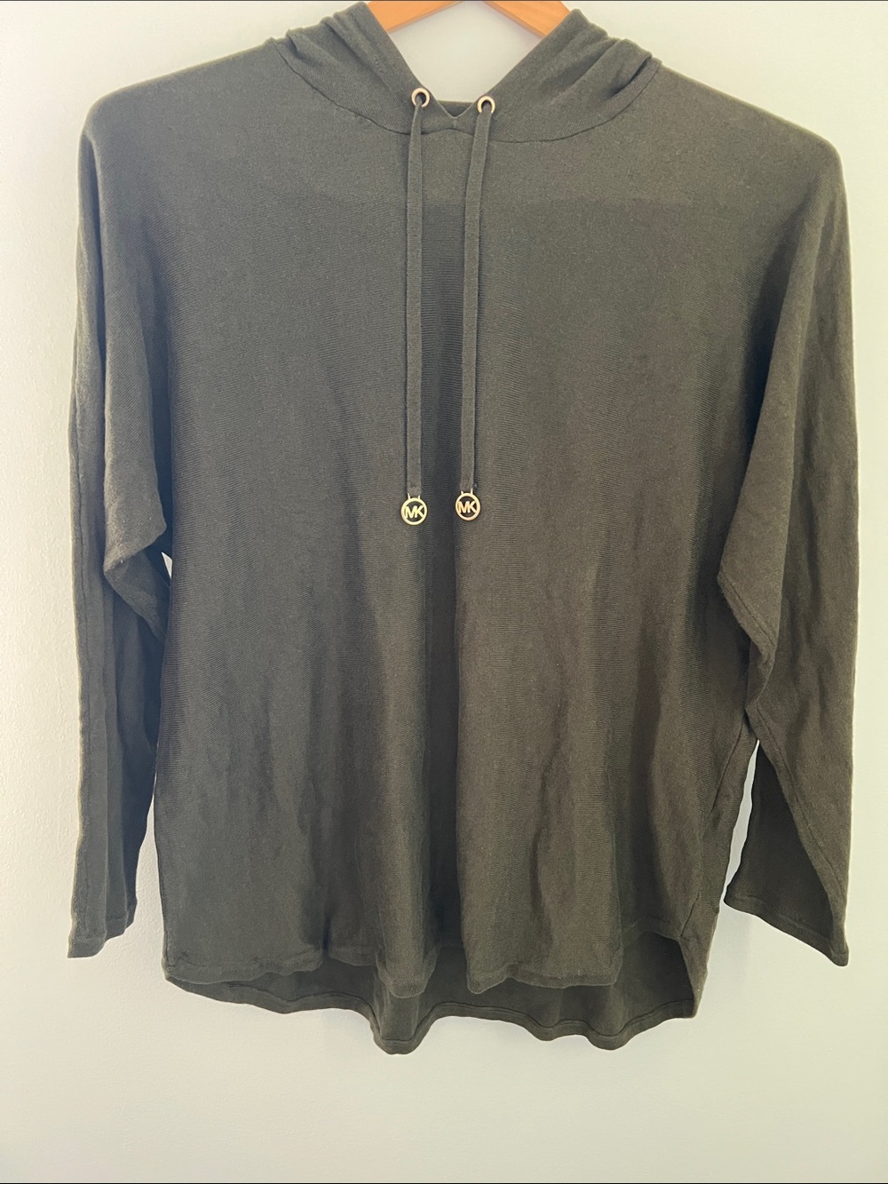 MICHAEL Michael Kors | Women's Green Pullover Knit Hood & Logo Drawstrings Sz 2X